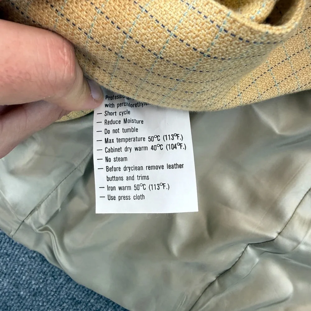 Ermenegildo Zegna Cashmere Blazer Jacket Mens 52 IT 42 US Yellow Pinstripe Vtg
